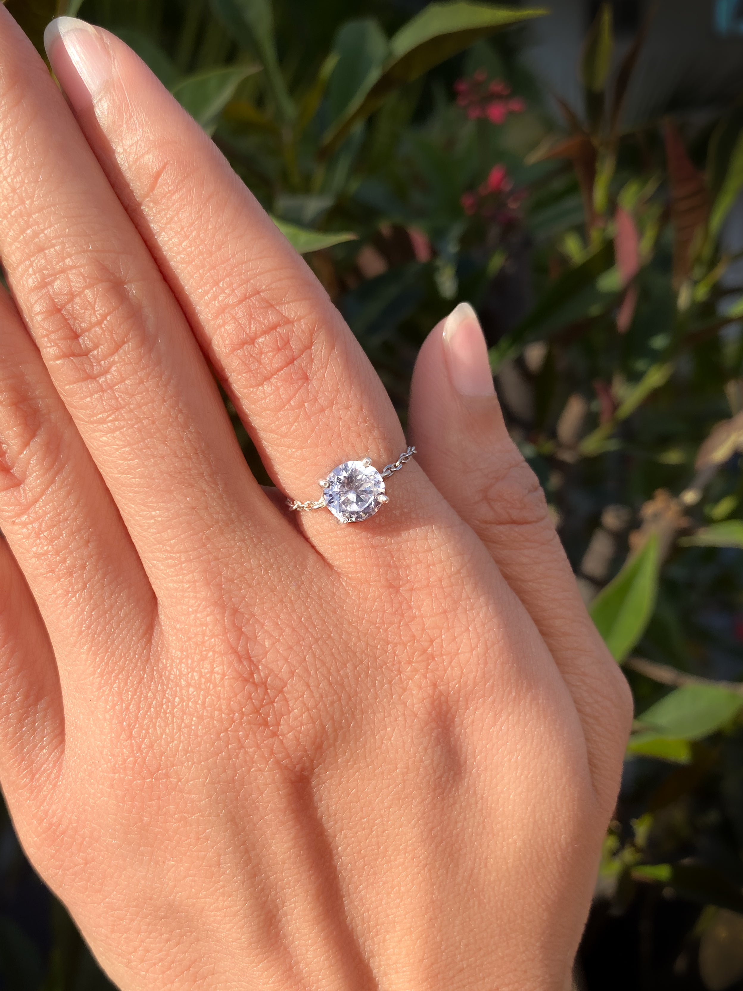 Sterling Classic Solitaire Chain Ring